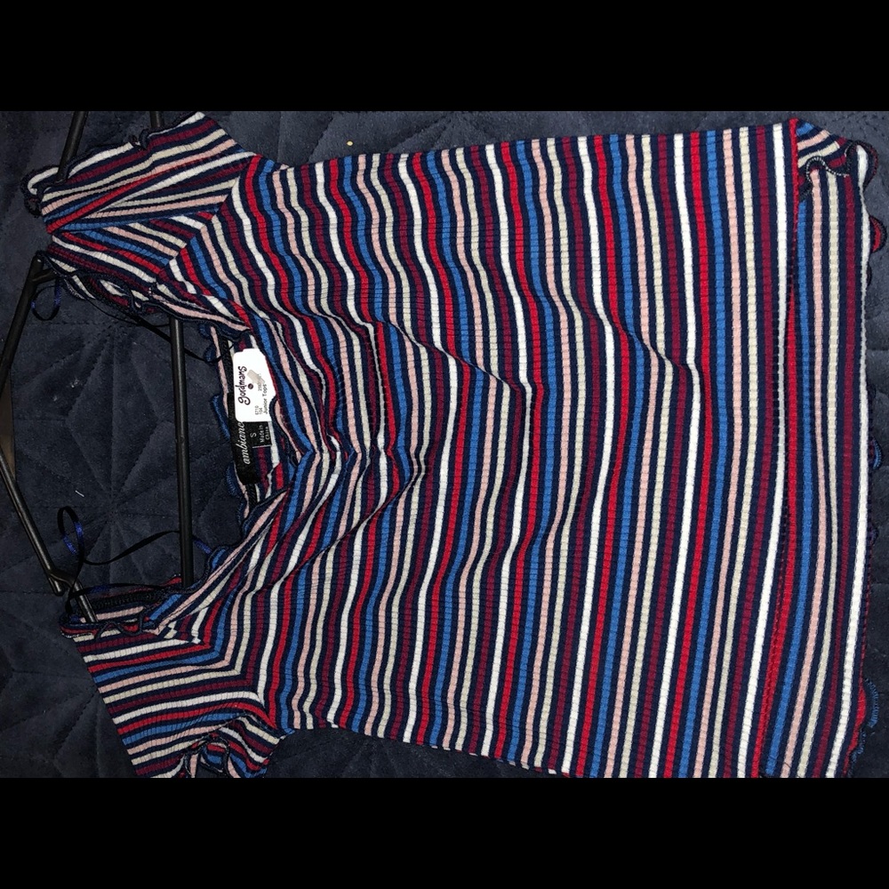 striped off the shoulder crop top!